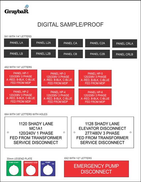 Graybar proofing sheet