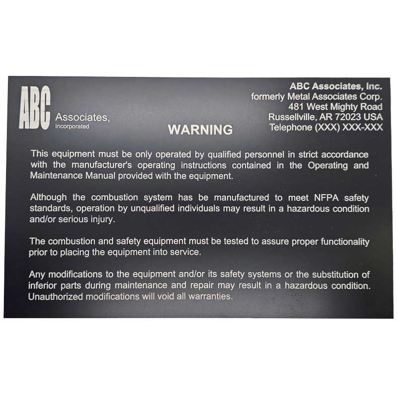 ABC Associates DuraBlack Metal Engraved Plate