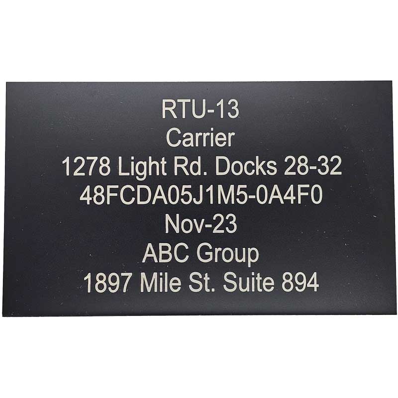 RTU13 DuraBlack Engraved Metal Plate