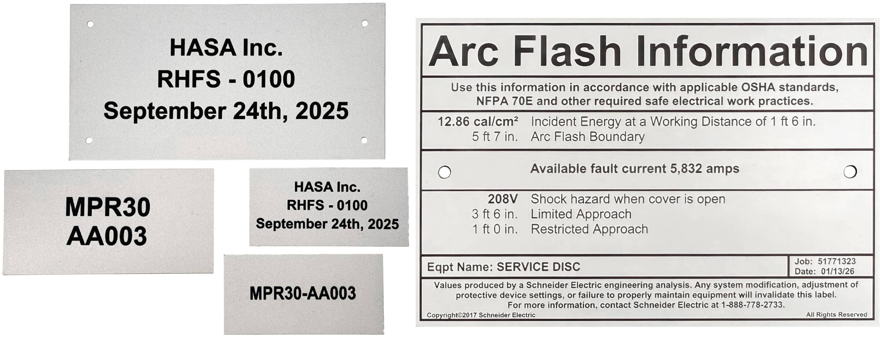 Engraved aluminum and laser-it aluminum labels