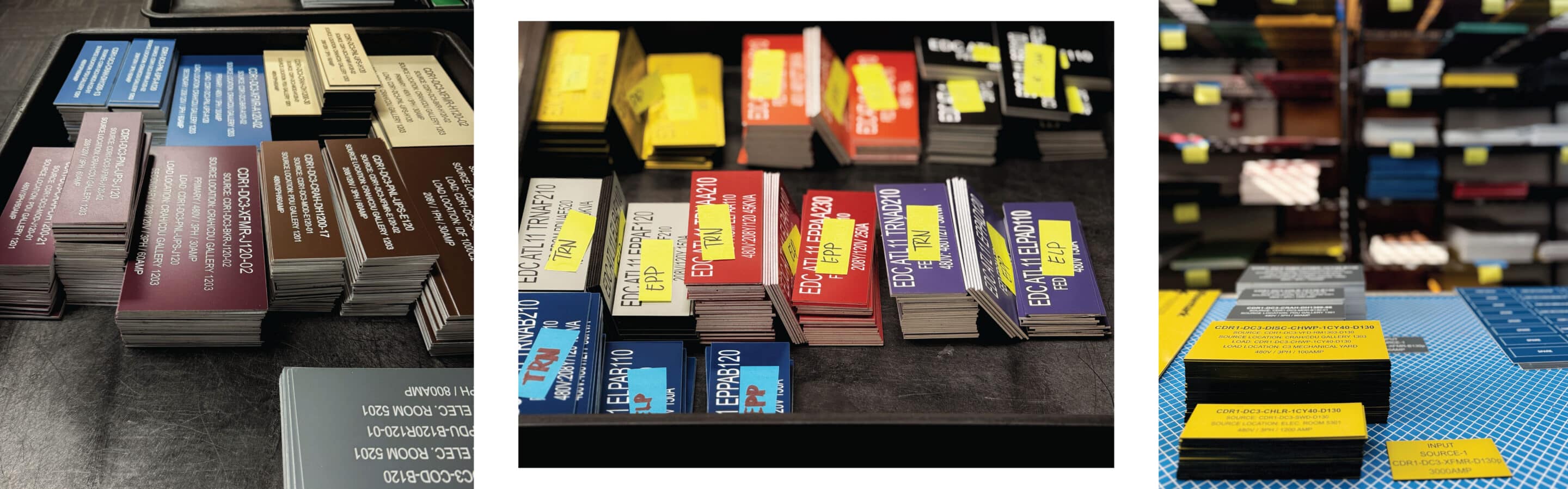 Engraved phenolic labels for electrical equipment identification